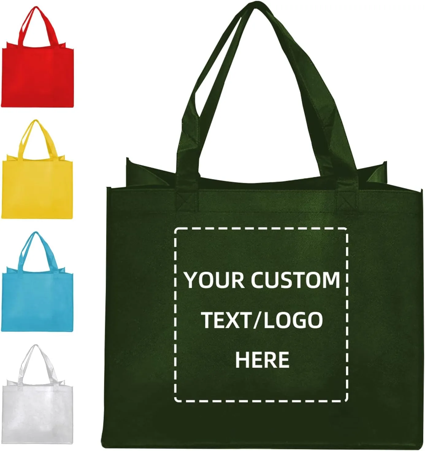 Custom Tote Bag,10PCS Personalized Shopping Bag with Logo, Text, Photo, or QR Code, Reusable Grocery Bags, Promotional Bags