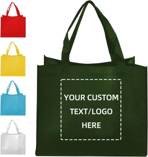 Custom Tote Bag,10PCS Personalized Shopping Bag with Logo, Text, Photo, or QR Code, Reusable Grocery Bags, Promotional Bags