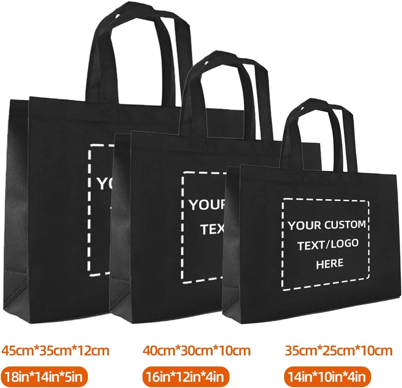 Custom Tote Bag,10PCS Personalized Shopping Bag with Logo, Text, Photo, or QR Code, Reusable Grocery Bags, Promotional Bags