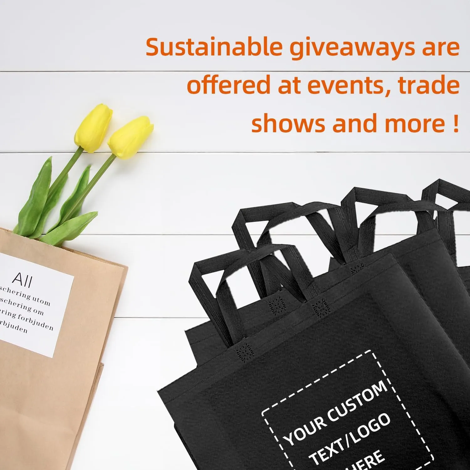 Custom Tote Bag,10PCS Personalized Shopping Bag with Logo, Text, Photo, or QR Code, Reusable Grocery Bags, Promotional Bags