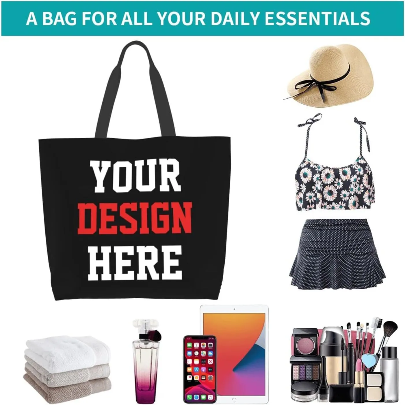 Custom Tote Bags Custom Bags With You Team Logo Text Picture Travel Business Shopping Women Teacher Personalized Shoulder Bag