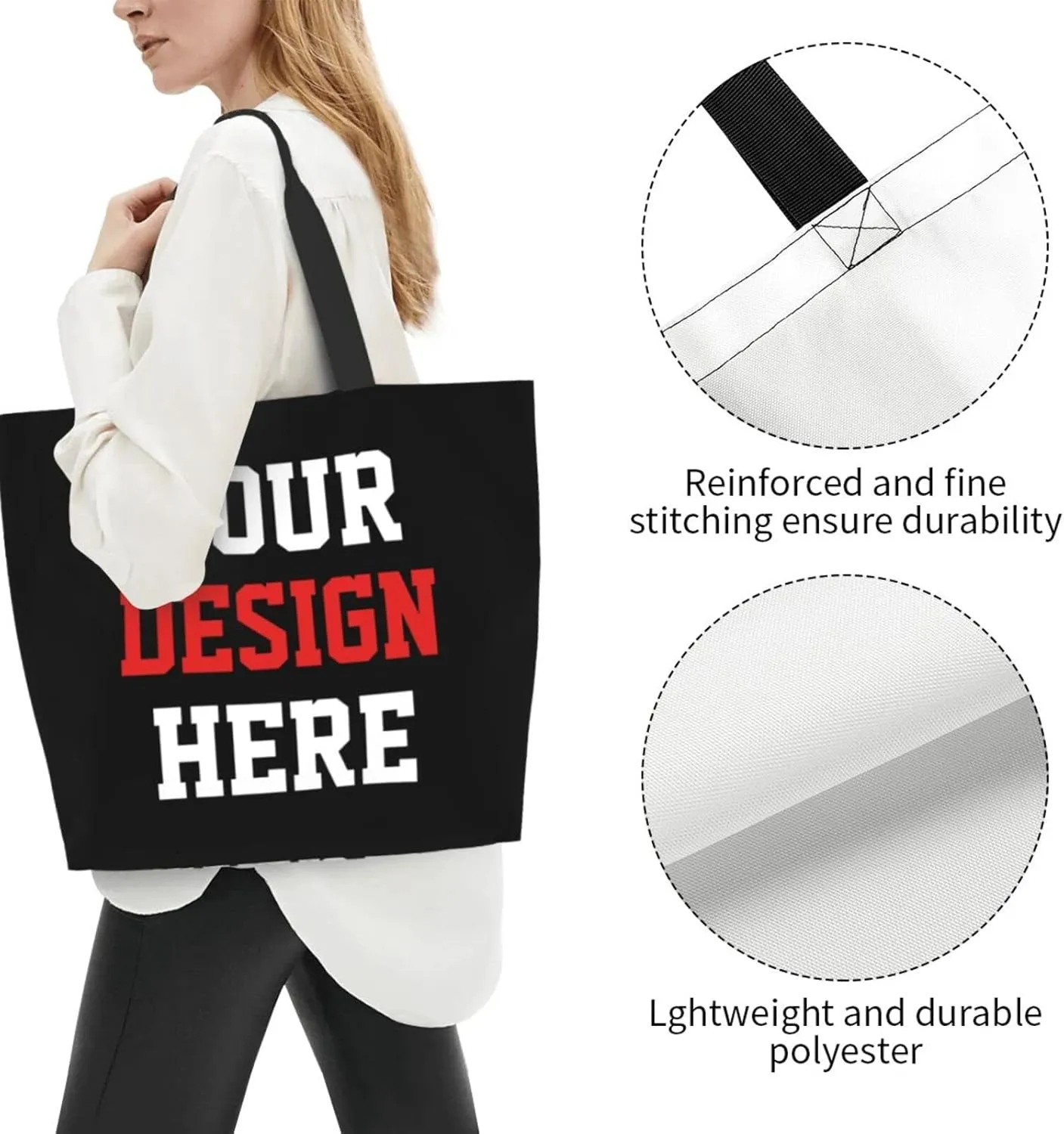 Custom Tote Bags Custom Bags With You Team Logo Text Picture Travel Business Shopping Women Teacher Personalized Shoulder Bag