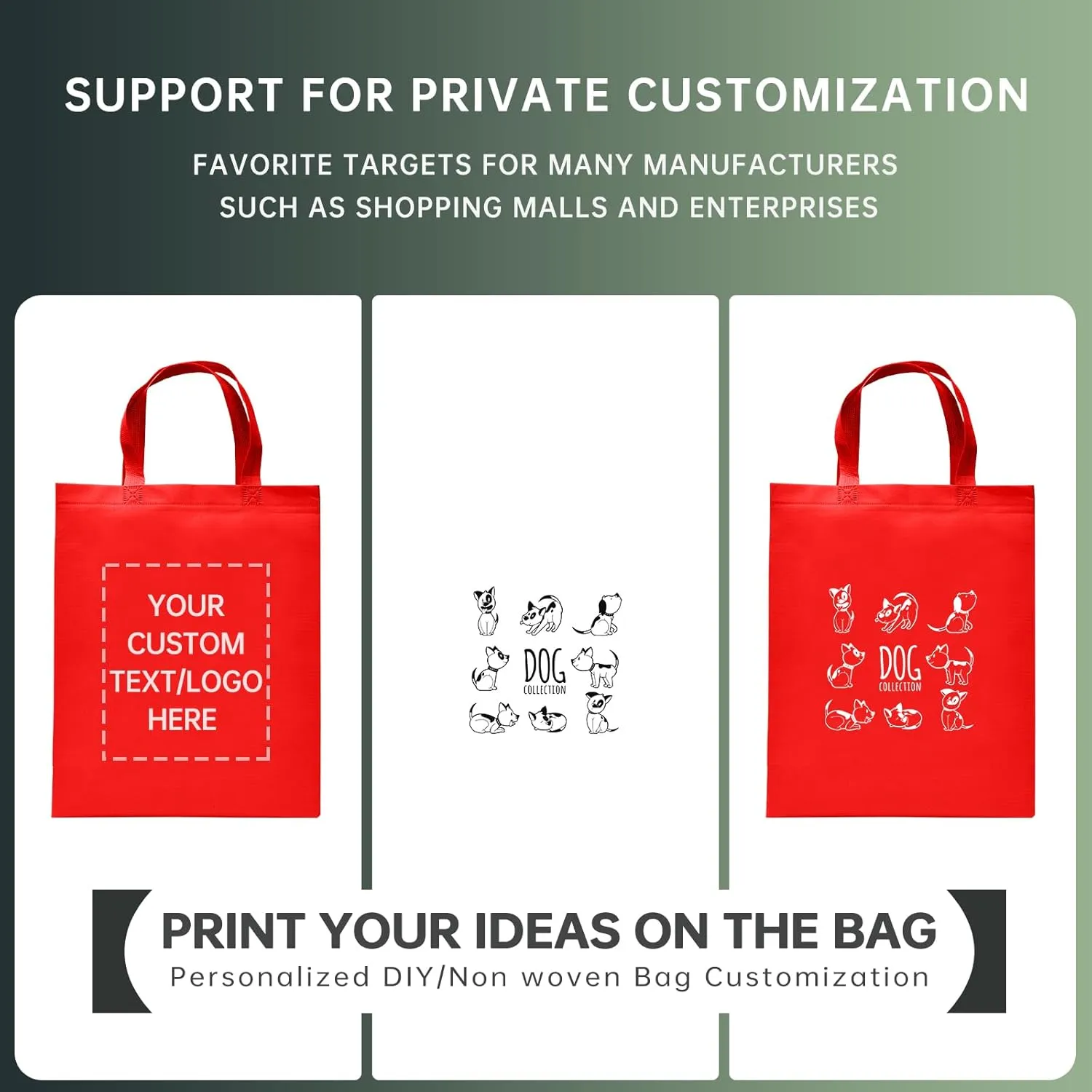 Custom Tote Bags Set of 50, Bulk Pack Grocery Shopping Travel Business Activities advertisement Reusable Bag