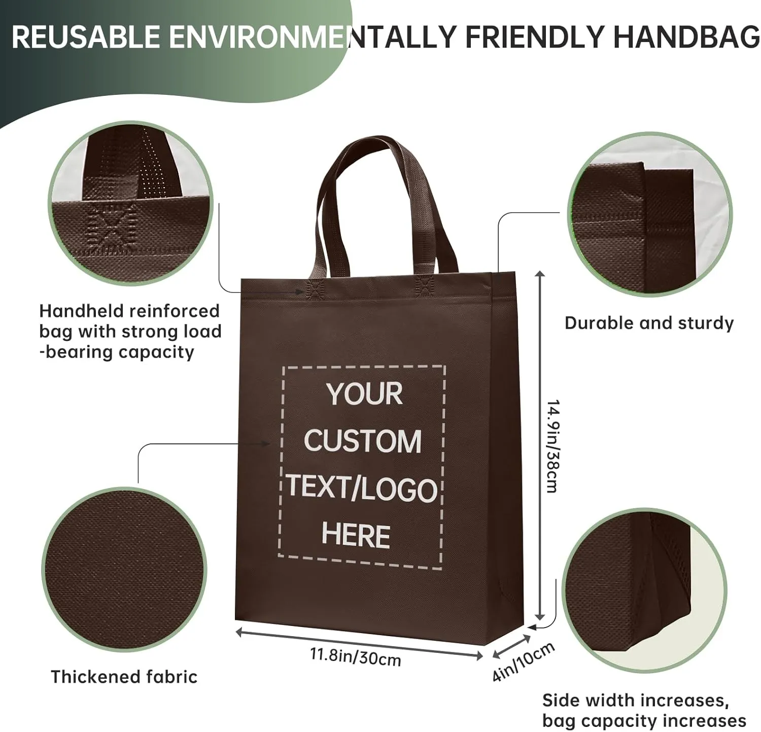 Custom Tote Bags Set of 50, Bulk Pack Grocery Shopping Travel Business Activities advertisement Reusable Bag