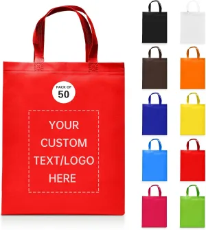 Custom Tote Bags Set of 50, Bulk Pack Grocery Shopping Travel Business Activities advertisement Reusable Bag
