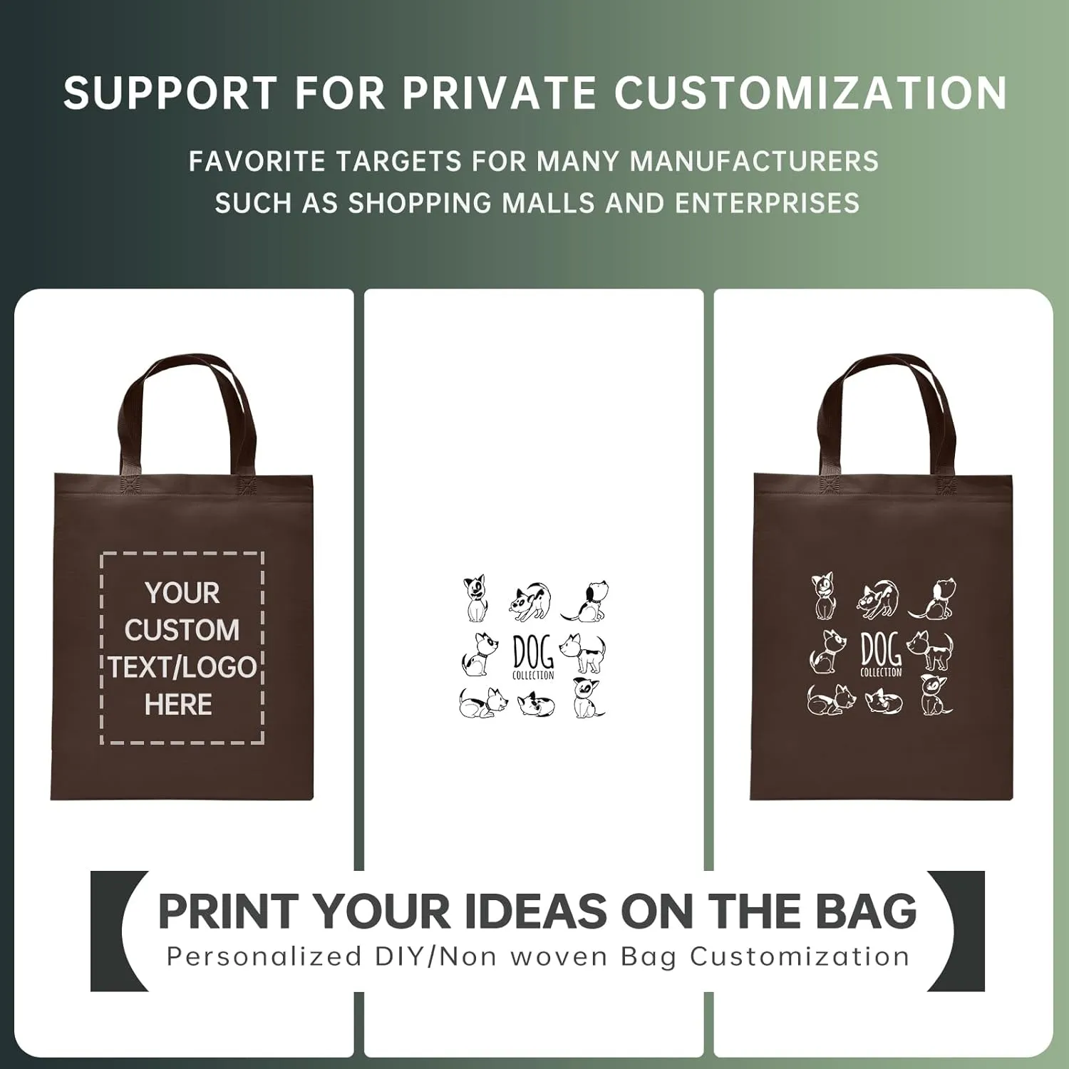 Custom Tote Bags Set of 50, Bulk Pack Grocery Shopping Travel Business Activities advertisement Reusable Bag