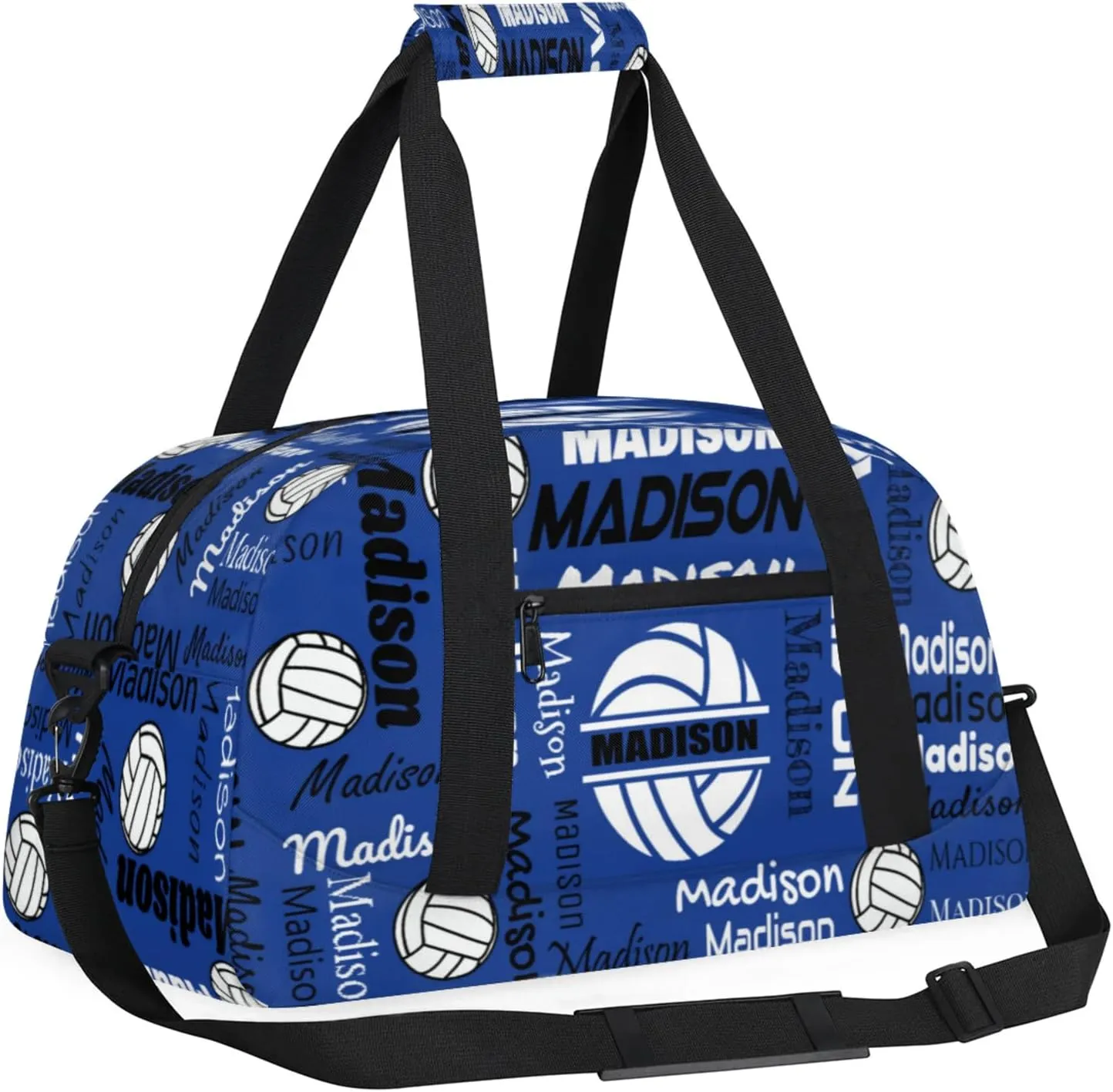 Custom Volleyball Gym Bag Duffel Bag for Women Men, Personalized Name Sport Bag Customized Overnight Bags Travel Weekender Bag, Cobalt Blue