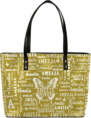 Custom Women Tote Bag with Zipper for Grils, Butterfly Design Personalized Shoulder Bag Casual Handbags