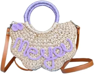 Customizable Letters Summer Hand-woven Straw Rattan Bag Beach Cloud Bag Vacation Handbag Top Handle Personalized Chic