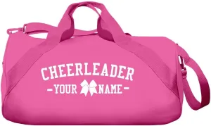 CUSTOMIZEDGIRL Cheer Bag - Durable Cheerleading & Sports Duffle With Bow & Name, Overnight Bag for Women Travel & Men, Quality Adult & Kids, Hot Pink