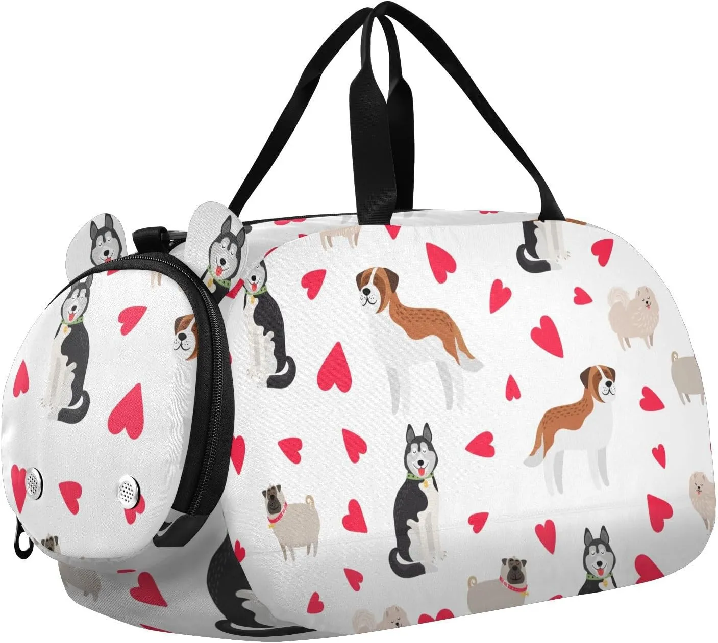 Cute Dogs and Love Hearts Duffel Bags for Boys Small Gym Bags for Teens Dance Bag for Girls
