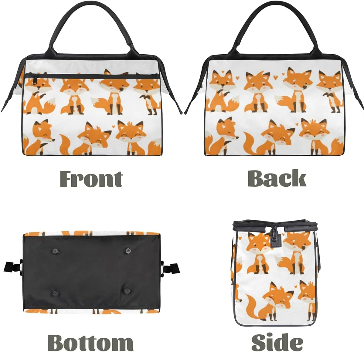 Cute Orange Animal Fox Weekender Overnight Bag for Women Waterproof Carry On Travel Duffle Bags with Pocket Lightweight Sports Gym Tote Bag Large Luggage Workout Personal Item Hospital Bags