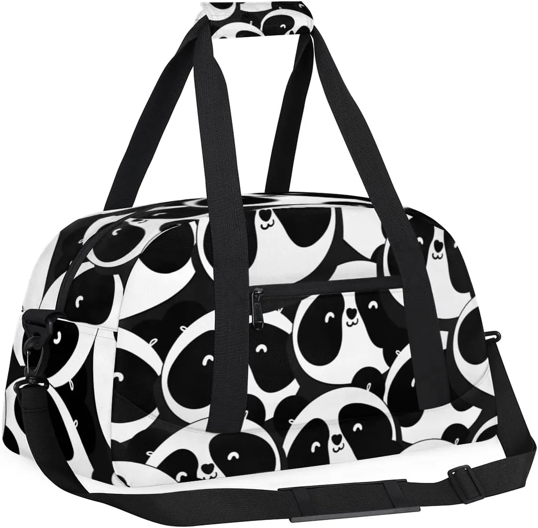 Cute Panda Animal Boys Girls Gym Bag Dance Perform Training Duffel Bags Weekender Carry-On Tote Luggage Bag Ideal for School Practice or Overnight Trips