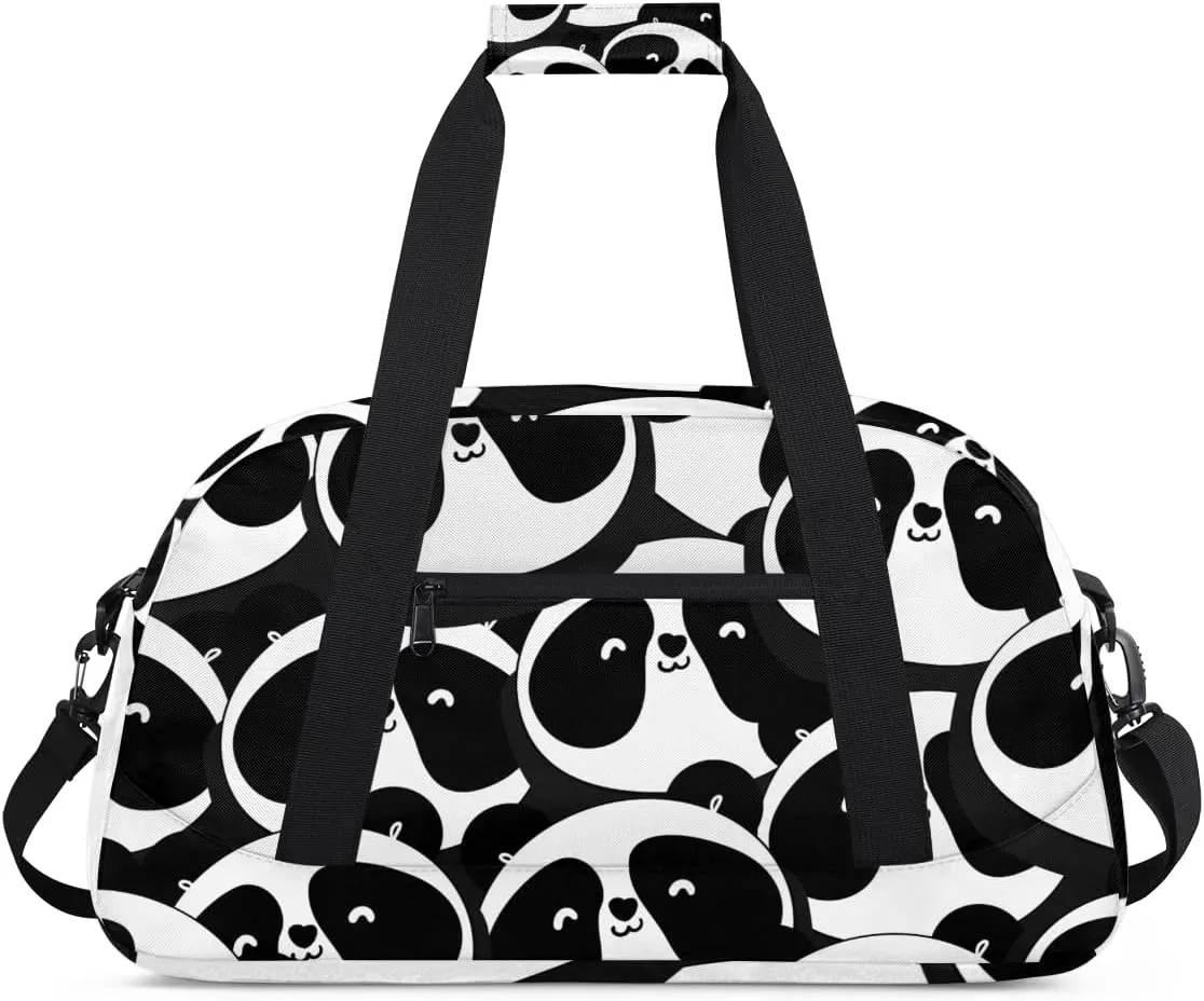 Cute Panda Animal Boys Girls Gym Bag Dance Perform Training Duffel Bags Weekender Carry-On Tote Luggage Bag Ideal for School Practice or Overnight Trips