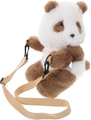 Cute Panda Plush Crossbody Bag for Soft Animal Doll Purse with Strap Fluffy Cartoon Tote Bag Adorable Panda Design