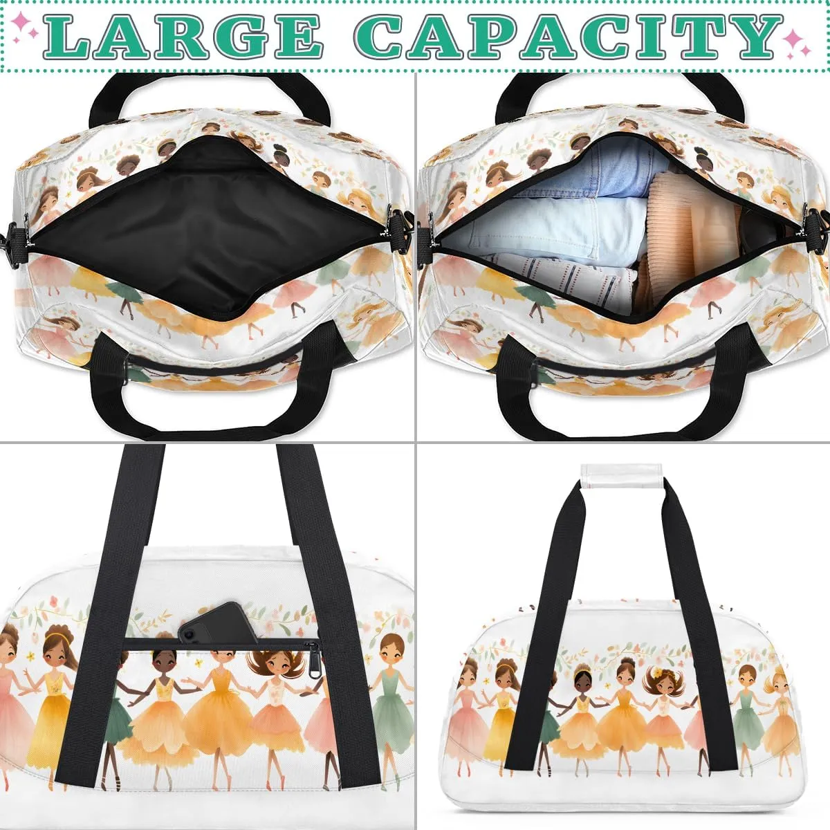 CuteLittle Girl Kids Overnighter Duffel Bags for Boys, Carry-On Size Sports Gym Bag with Front Zipper Pocket for School Practice or Overnight Travel Weekender Sleepover Tote Bag