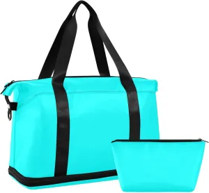 Cyan Weekender Bags for Women Travel Duffel Bags with Shoe Compartment Overnight Bag Carry on Sports Duffel Bag with Toiletry Bag for Travel/Business/Gift Cyan