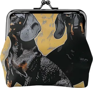 dachshund Prints Coin Purses with Kiss-lock, PU Leather Mini Pouch Change Wallet for Men Women