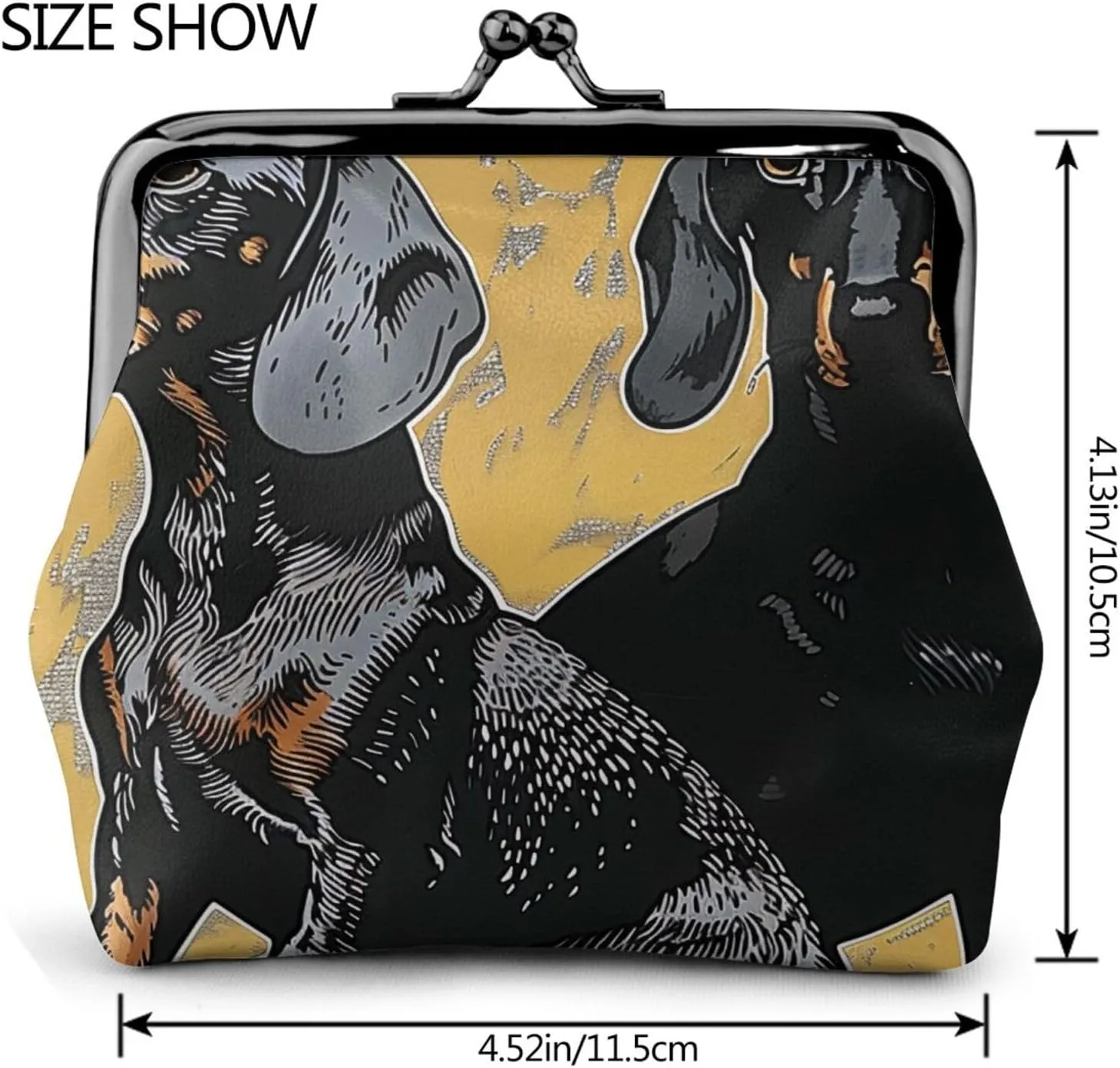 dachshund Prints Coin Purses with Kiss-lock, PU Leather Mini Pouch Change Wallet for Men Women