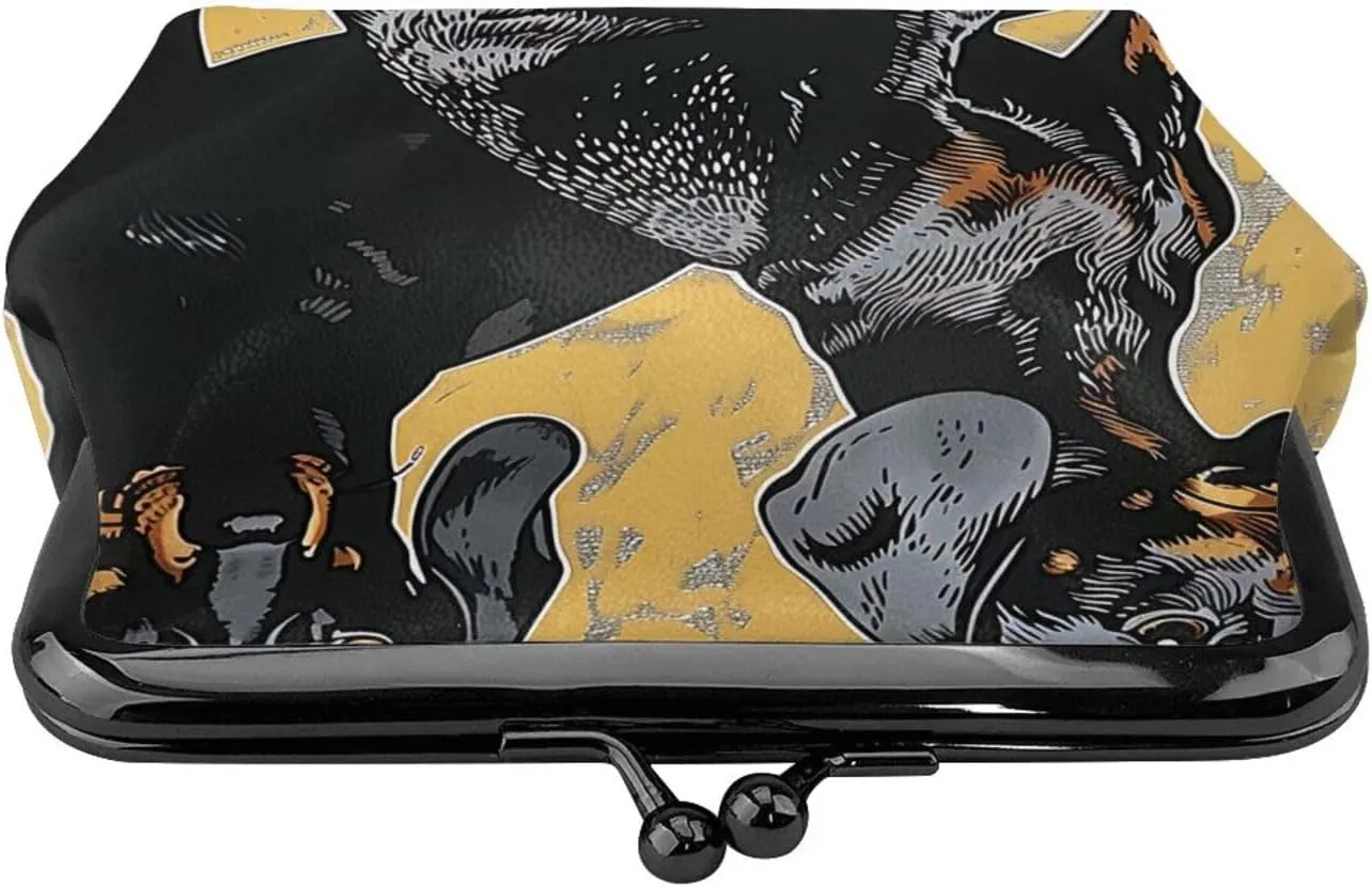 dachshund Prints Coin Purses with Kiss-lock, PU Leather Mini Pouch Change Wallet for Men Women