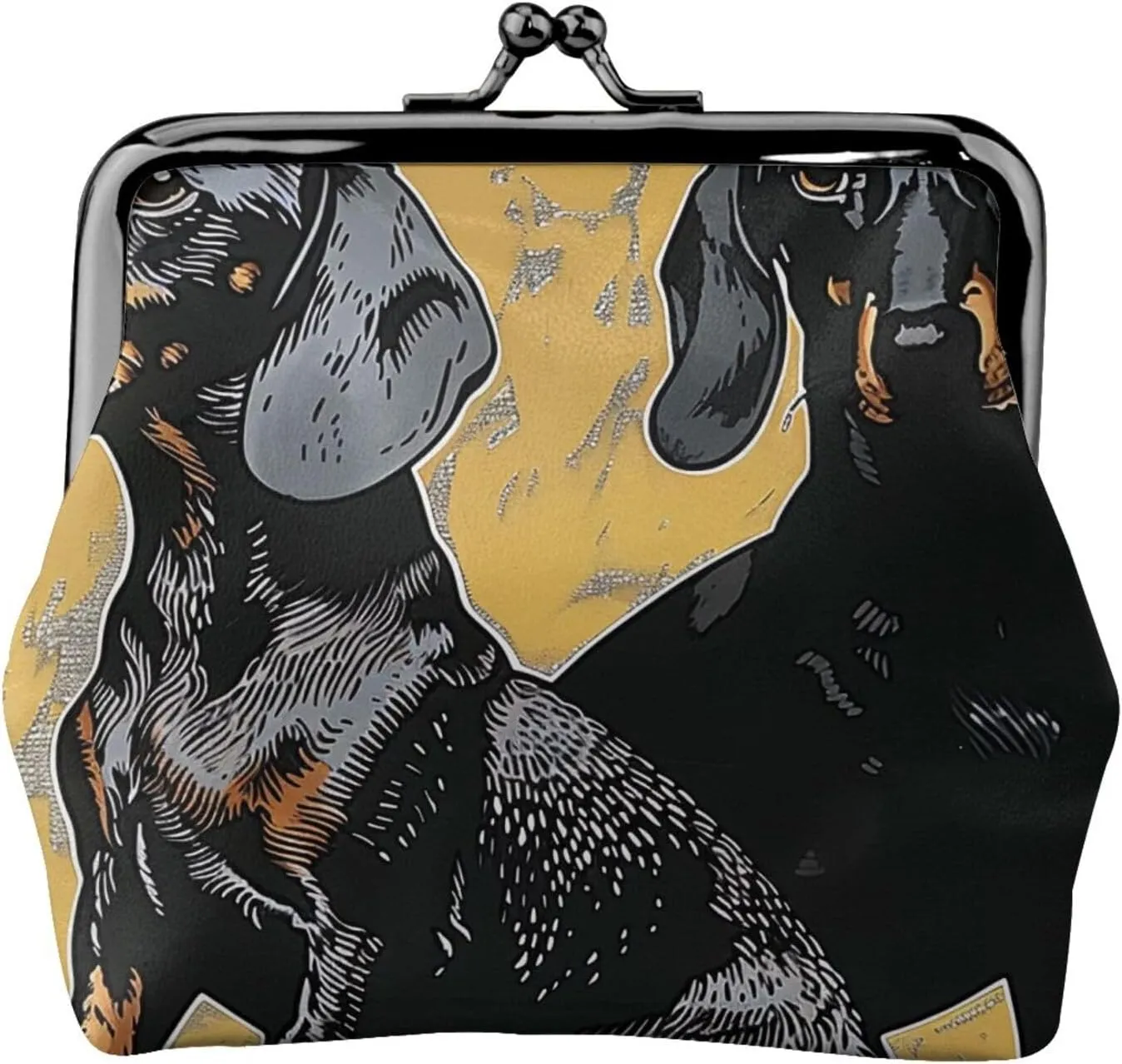 dachshund Prints Coin Purses with Kiss-lock, PU Leather Mini Pouch Change Wallet for Men Women