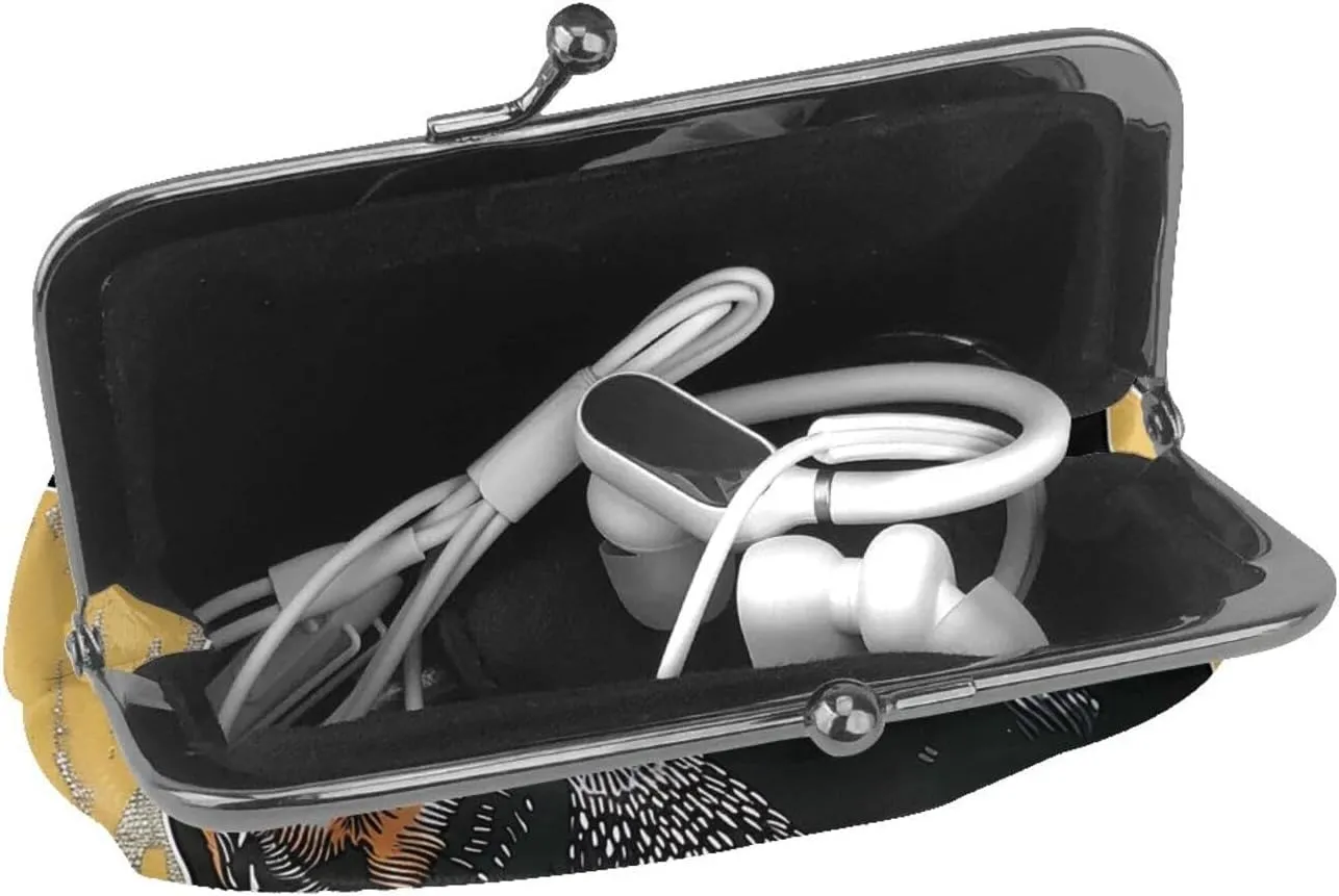 dachshund Prints Coin Purses with Kiss-lock, PU Leather Mini Pouch Change Wallet for Men Women