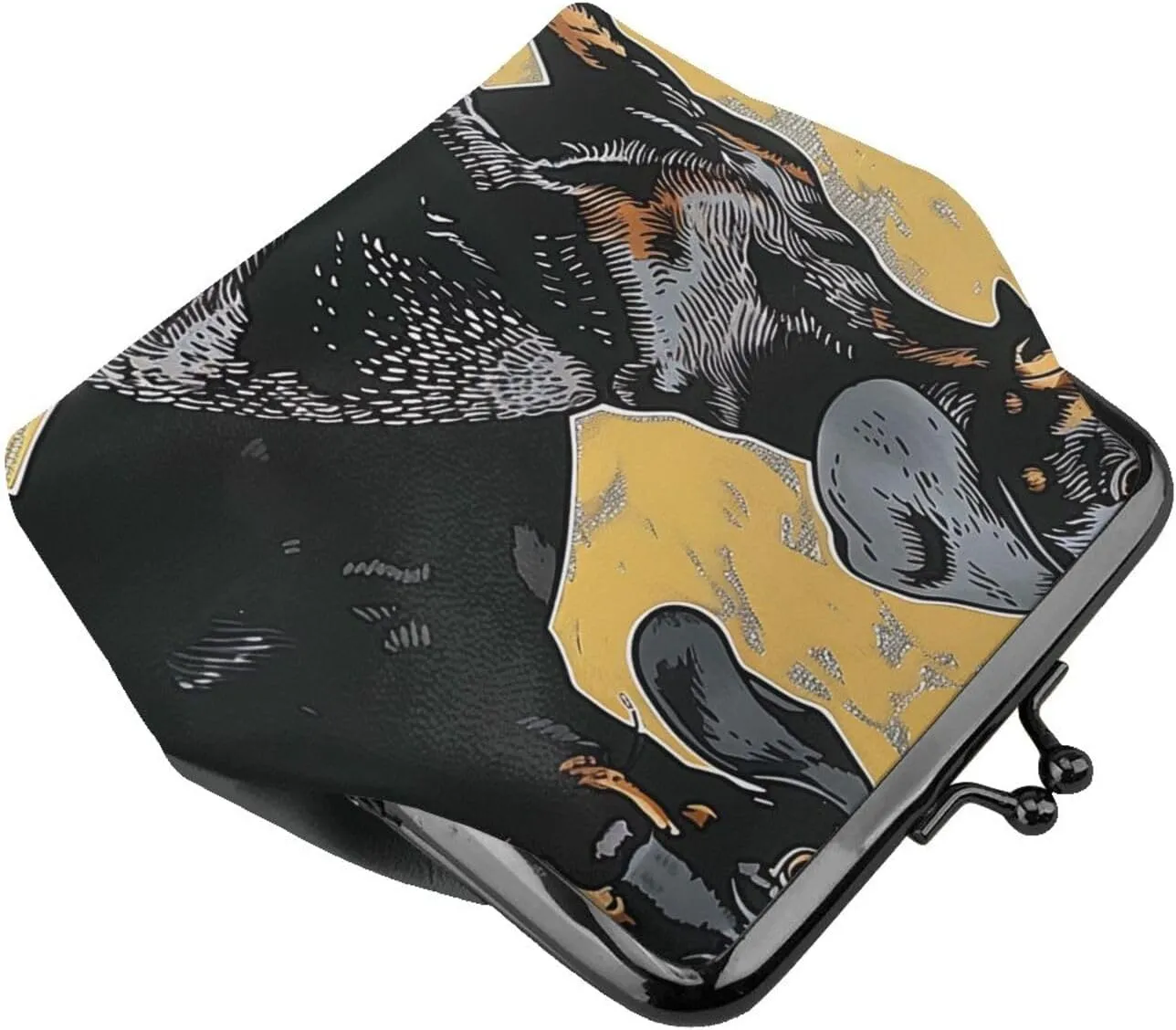 dachshund Prints Coin Purses with Kiss-lock, PU Leather Mini Pouch Change Wallet for Men Women