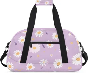 Daisy Purple Boys Girls Gym Bag Dance Perform Training Duffel Bags Weekender Carry-On Tote Luggage Bag Ideal for School Practice or Overnight Trips Daisy