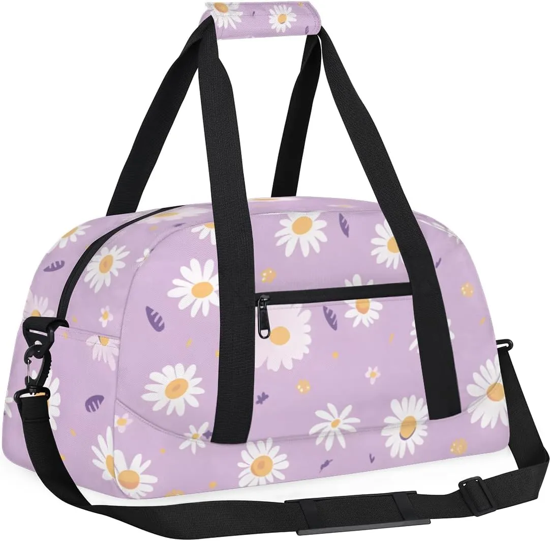 Daisy Purple Boys Girls Gym Bag Dance Perform Training Duffel Bags Weekender Carry-On Tote Luggage Bag Ideal for School Practice or Overnight Trips Daisy