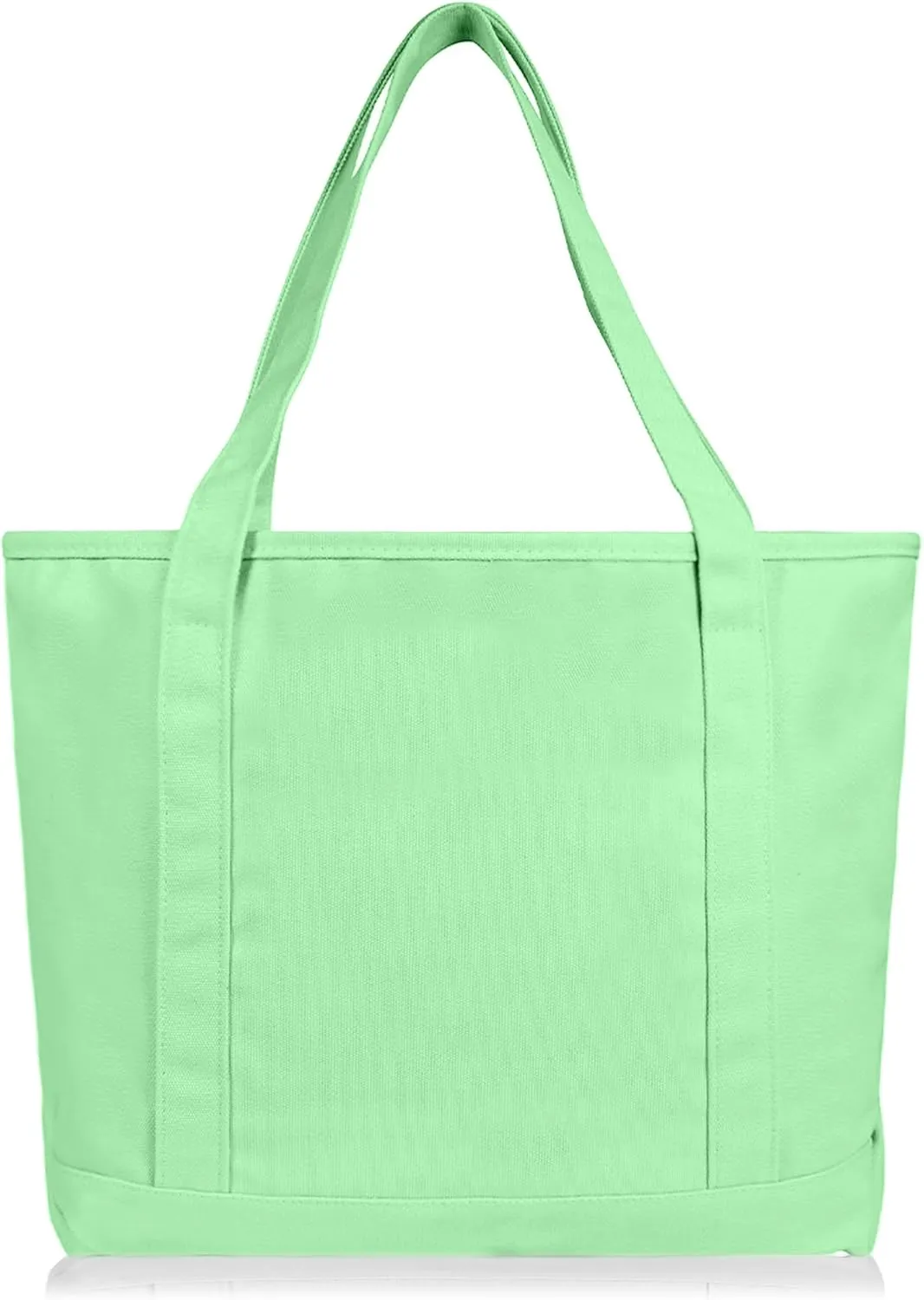DALIX 20" Solid Color Cotton Canvas Shopping Tote Bag in Mint Green