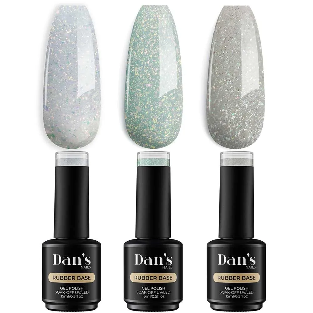 Dan's Nails – Rubber Base Gel Coat Set | Soak off UV/LED Lamp (Crystal Diamonds Trio)