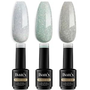 Dan's Nails – Rubber Base Gel Coat Set | Soak off UV/LED Lamp (Crystal Diamonds Trio)