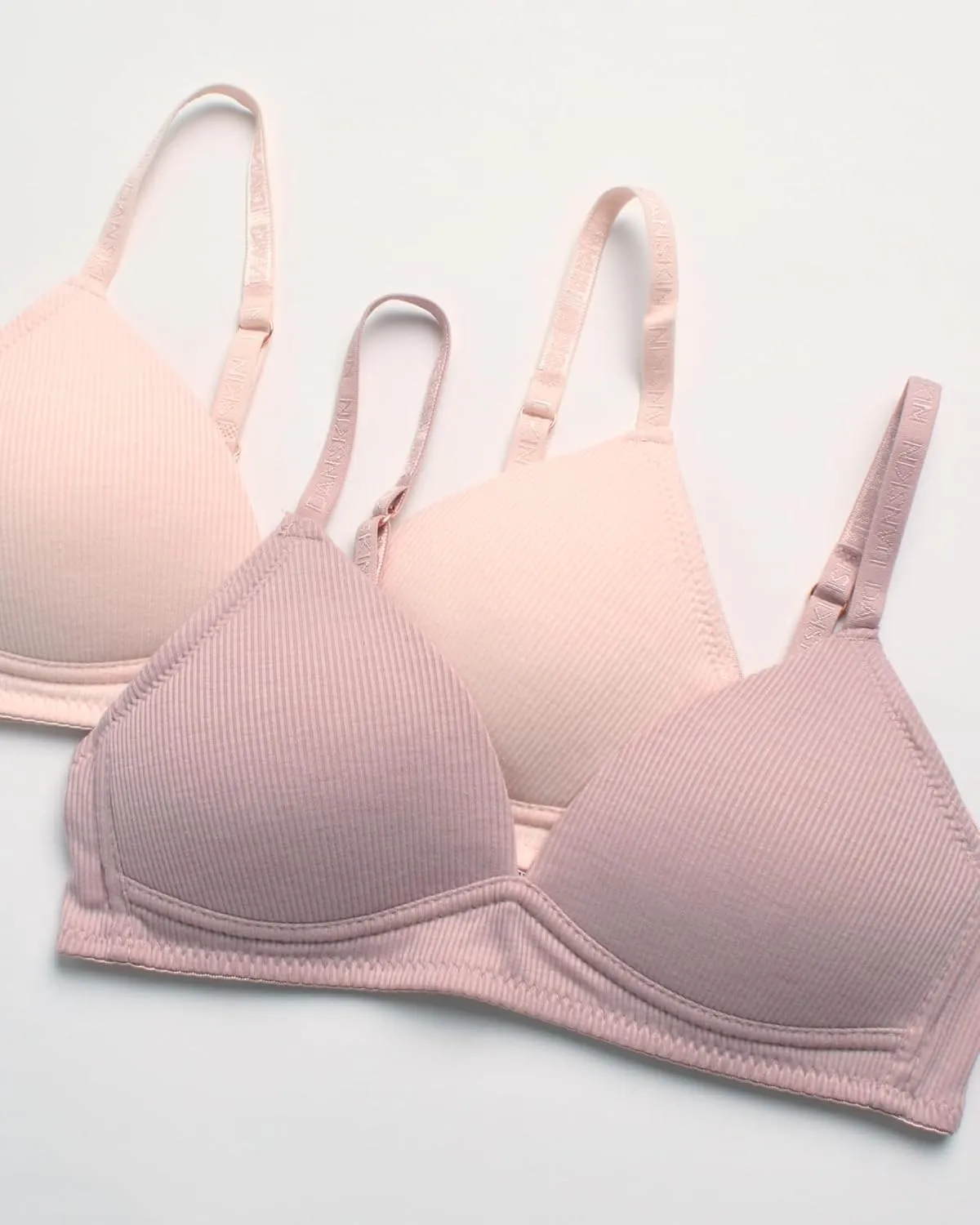 Danskin Girls Training Bra - 2 Pack Wireless Molded Cup Bras for Teens with Adjustable Straps (Sizes 30A-36A)