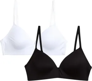 Danskin Girls Training Bra - 2 Pack Wireless Molded Cup Bras for Teens with Adjustable Straps (Sizes 30A-36A)