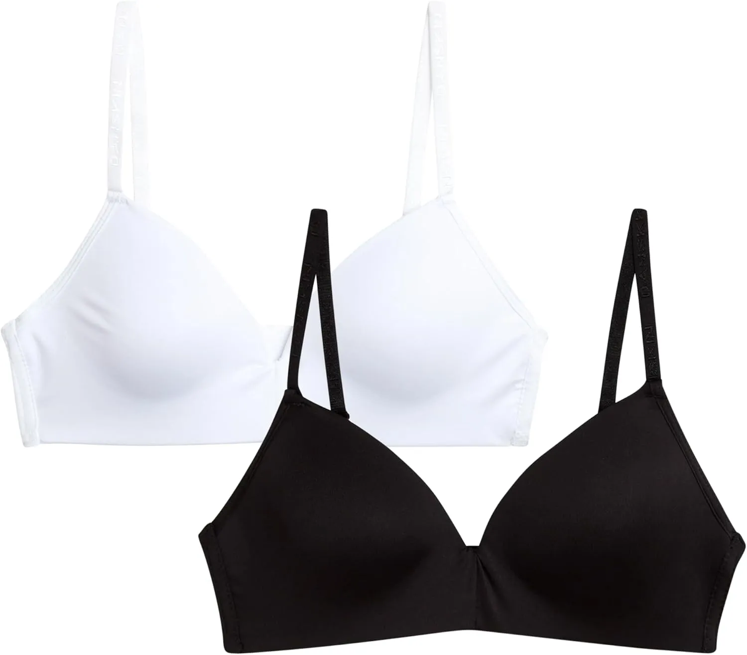 Danskin Girls Training Bra - 2 Pack Wireless Molded Cup Bras for Teens with Adjustable Straps (Sizes 30A-36A)