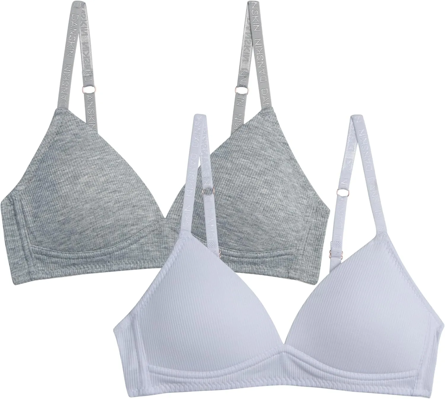 Danskin Girls Training Bra - 2 Pack Wireless Molded Cup Bras for Teens with Adjustable Straps (Sizes 30A-36A)