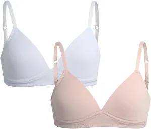 Danskin Girls Training Bra - 2 Pack Wireless Molded Cup Bras for Teens with Adjustable Straps (Sizes 30A-36A)