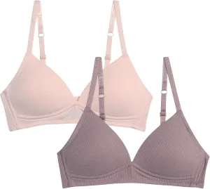 Danskin Girls Training Bra - 2 Pack Wireless Molded Cup Bras for Teens with Adjustable Straps (Sizes 30A-36A)