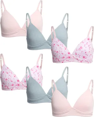 Danskin Girls' Wirefree Microfiber Molded Cup Training Bra, Multipack