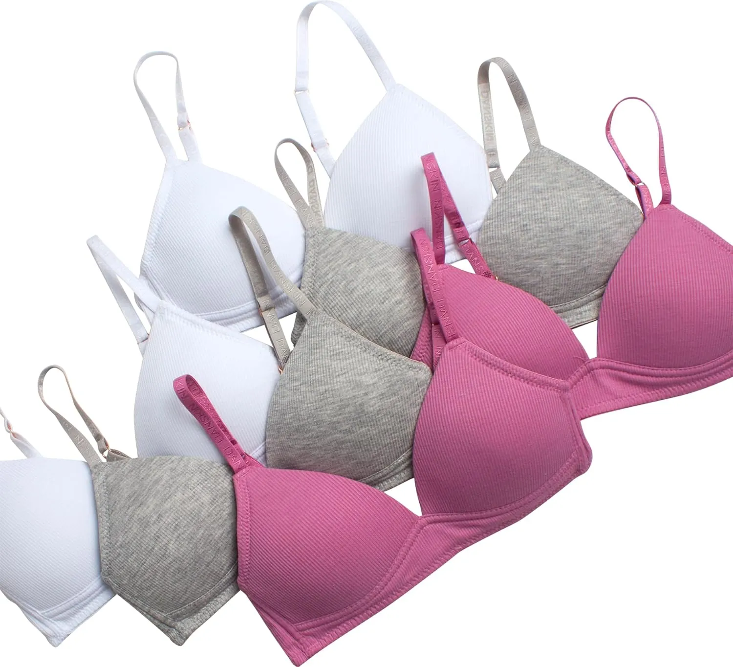Danskin Girls' Wirefree Microfiber Molded Cup Training Bra, Multipack