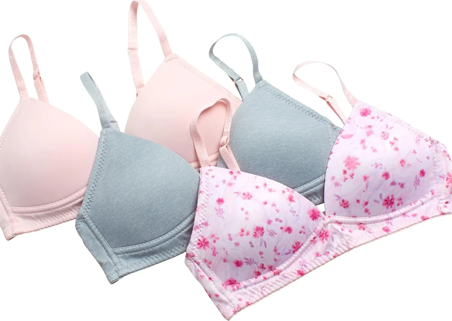 Danskin Girls' Wirefree Microfiber Molded Cup Training Bra, Multipack
