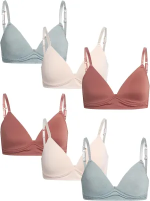 Danskin Girls' Wirefree Microfiber Molded Cup Training Bra, Multipack