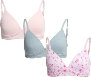Danskin Girls' Wirefree Microfiber Molded Cup Training Bra, Multipack