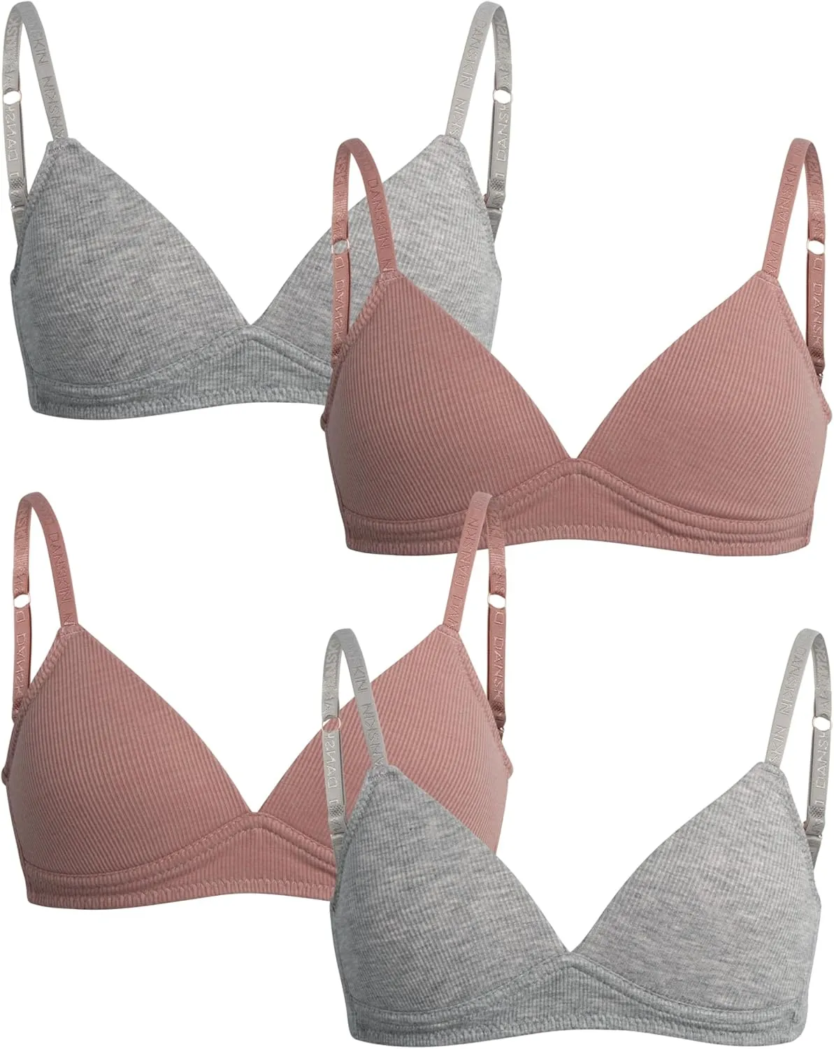 Danskin Girls' Wireless Molded Cup BraTraining Bra, 4 Pack