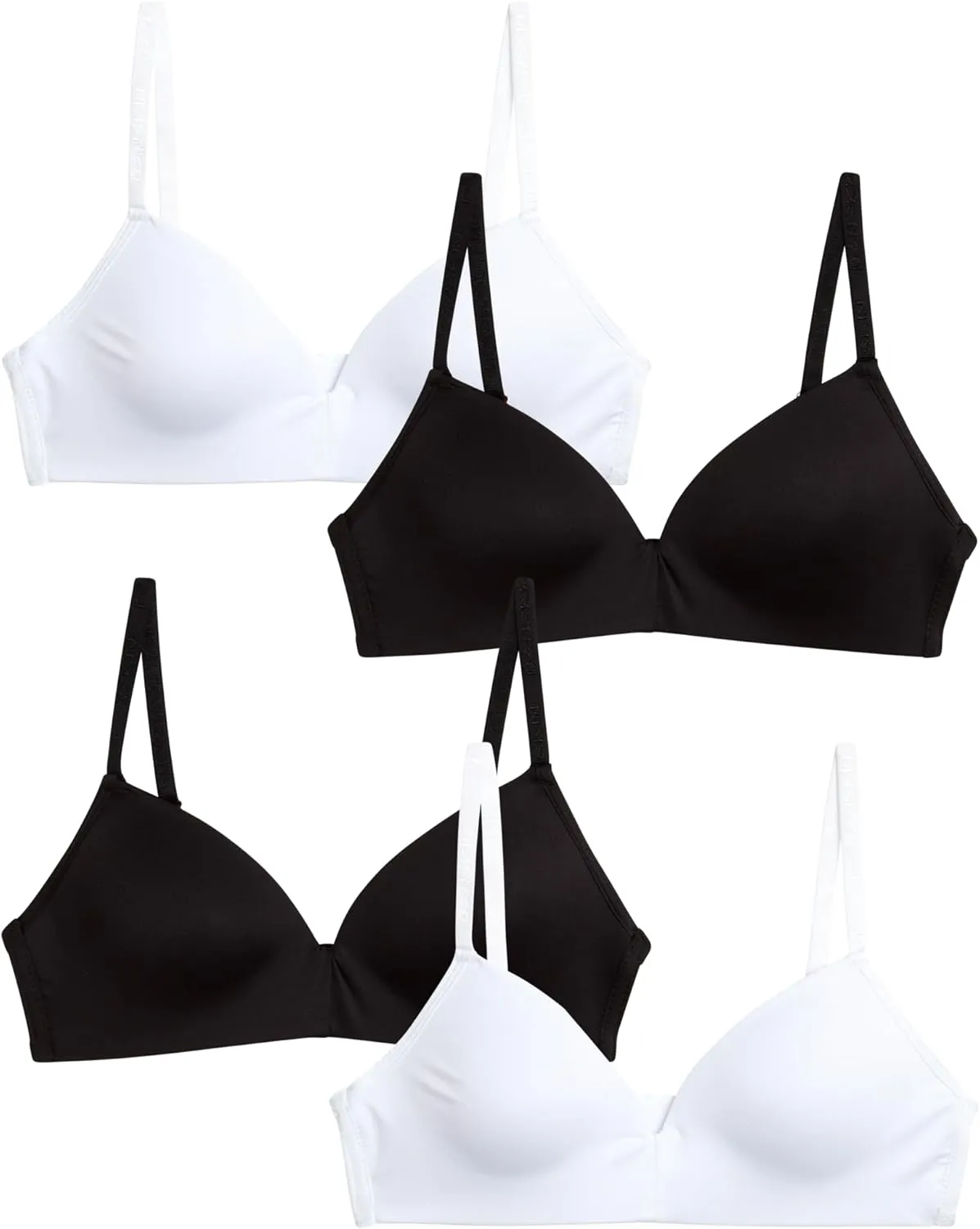 Danskin Girls' Wireless Molded Cup BraTraining Bra, 4 Pack