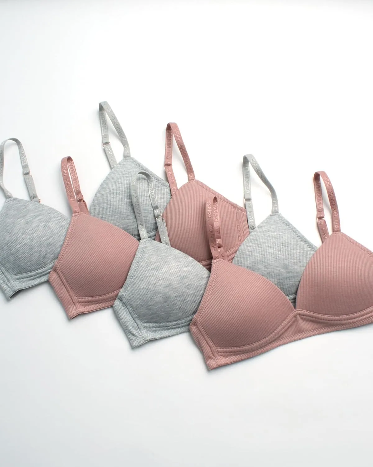 Danskin Girls' Wireless Molded Cup BraTraining Bra, 4 Pack