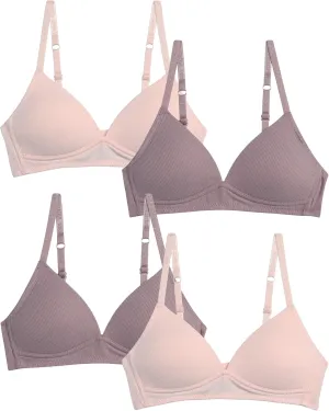 Danskin Girls' Wireless Molded Cup BraTraining Bra, 4 Pack