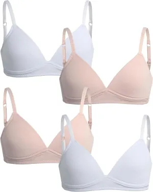 Danskin Girls' Wireless Molded Cup BraTraining Bra, 4 Pack