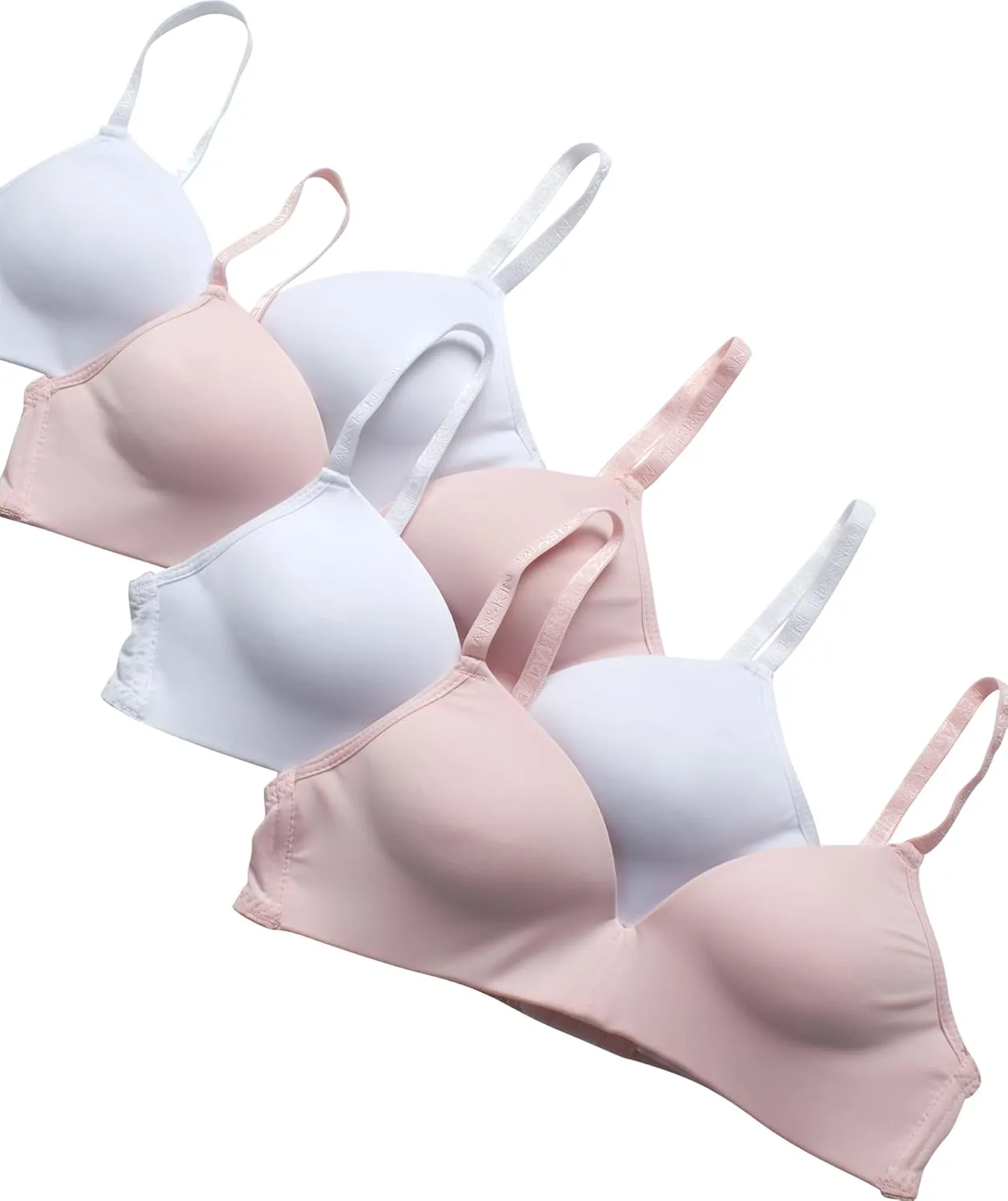 Danskin Girls' Wireless Molded Cup BraTraining Bra, 4 Pack