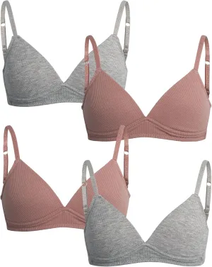 Danskin Girls' Wireless Molded Cup BraTraining Bra, 4 Pack